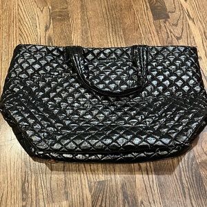 MZ Wallace black lacquered large metro tote bag